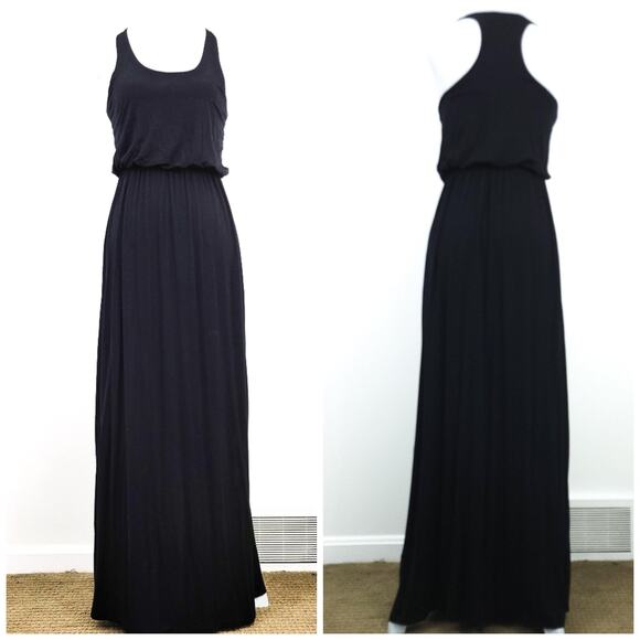 Lush Maxi Dress Small Black Sleeveless Summer Dress, Gathered Waist, Racerback - Picture 1 of 5